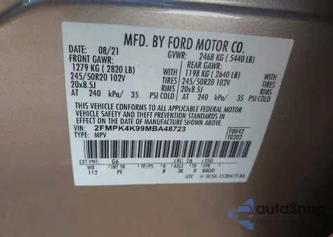 2021 Ford Edge Titanium from USA, damaged, VIN 2FMPK4K99MBA48723
